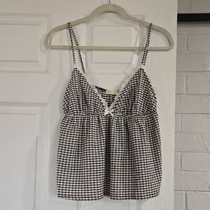 Frankee & Skylarr Black and White Gingham Spaghetti Strap Top Size XL